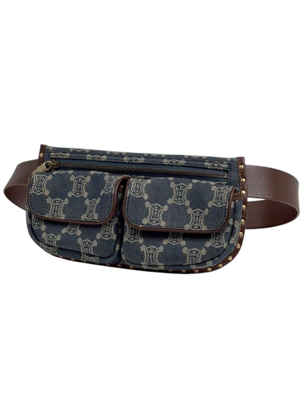 Celine Belt Bag Paris Macadam Denim Blue Brown